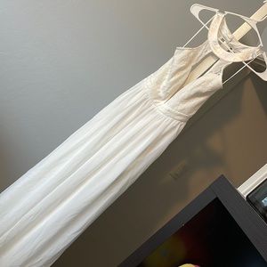 Lulu’s precious love white lace backless maxi dress